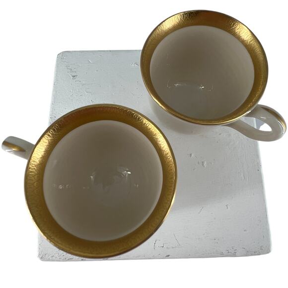 American Manor Shenango Templar Ivory Gold Rim Demitasse Teacups Elegant Vintage - Picture 9 of 15